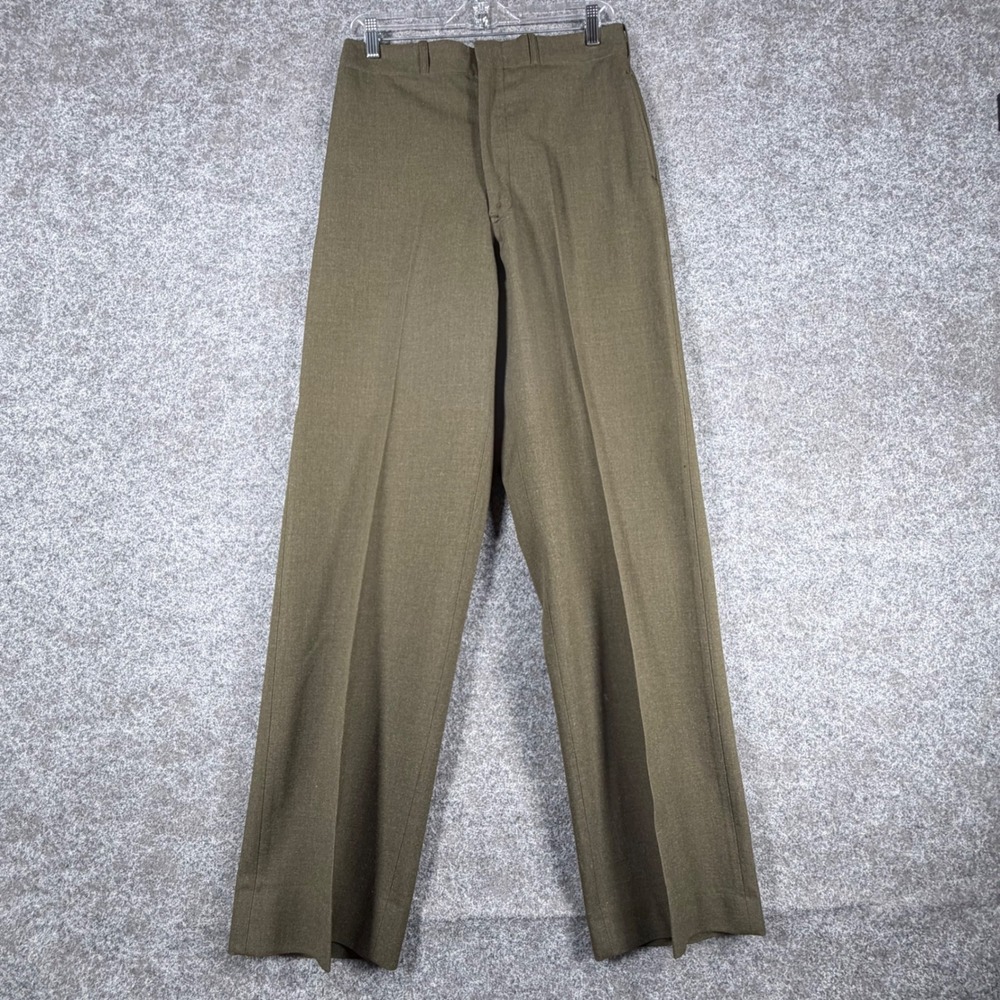 Vintage 1970 US Army Wool Serge Trousers Green Type II Class 6 32x36 Long DSA